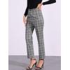 imageAllegra K Womens Plaid Cropped Trousers Button Casual Tartan Check Work PantsGrey Black