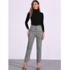 imageAllegra K Womens Plaid Cropped Trousers Button Casual Tartan Check Work PantsGrey Black