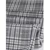 imageAllegra K Womens Plaid Cropped Trousers Button Casual Tartan Check Work PantsGrey Black