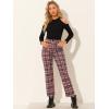 imageAllegra K Womens Plaid Cropped Trousers Button Casual Tartan Check Work PantsRed