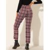 imageAllegra K Womens Plaid Cropped Trousers Button Casual Tartan Check Work PantsRed