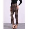 imageAllegra K Womens Plaid Cropped Trousers Button Casual Tartan Check Work PantsRed Brown