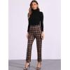 imageAllegra K Womens Plaid Cropped Trousers Button Casual Tartan Check Work PantsRed Brown