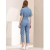 imageAllegra K Womens Short Sleeve Collared Cropped Coverall Button Down Tie Waist Cotton Cargo JumpsuitBlue