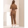 imageAllegra K Womens Short Sleeve Collared Cropped Coverall Button Down Tie Waist Cotton Cargo JumpsuitBrown