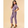 imageAllegra K Womens Short Sleeve Collared Cropped Coverall Button Down Tie Waist Cotton Cargo JumpsuitDusty Purple