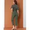 imageAllegra K Womens Short Sleeve Collared Cropped Coverall Button Down Tie Waist Cotton Cargo JumpsuitGreen