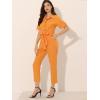 imageAllegra K Womens Short Sleeve Collared Cropped Coverall Button Down Tie Waist Cotton Cargo JumpsuitOrange