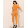 imageAllegra K Womens Short Sleeve Collared Cropped Coverall Button Down Tie Waist Cotton Cargo JumpsuitOrange