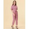 imageAllegra K Womens Short Sleeve Collared Cropped Coverall Button Down Tie Waist Cotton Cargo JumpsuitPink