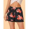 imageAllegra K Womens Summer Shorts Floral Printed Lace Trim Elastic Waist Beach ShortsBlackpeony Flower