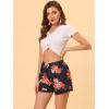 imageAllegra K Womens Summer Shorts Floral Printed Lace Trim Elastic Waist Beach ShortsBlackpeony Flower