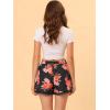 imageAllegra K Womens Summer Shorts Floral Printed Lace Trim Elastic Waist Beach ShortsBlackpeony Flower