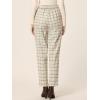 imageAllegra K Womens Vintage Tartan Plaid Pants Elastic Waist Straight Long TrousersBeige