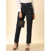 imageAllegra K Womens Vintage Tartan Plaid Pants Elastic Waist Straight Long TrousersBlack