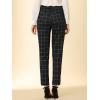 imageAllegra K Womens Vintage Tartan Plaid Pants Elastic Waist Straight Long TrousersBlack