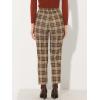 imageAllegra K Womens Vintage Tartan Plaid Pants Elastic Waist Straight Long TrousersBrown Beige