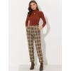 imageAllegra K Womens Vintage Tartan Plaid Pants Elastic Waist Straight Long TrousersBrown Beige