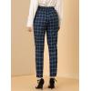 imageAllegra K Womens Vintage Tartan Plaid Pants Elastic Waist Straight Long TrousersDark Blue