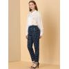 imageAllegra K Womens Vintage Tartan Plaid Pants Elastic Waist Straight Long TrousersDark Blue