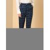 imageAllegra K Womens Vintage Tartan Plaid Pants Elastic Waist Straight Long TrousersDark Blue