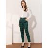 imageAllegra K Womens Vintage Tartan Plaid Pants Elastic Waist Straight Long TrousersGreen