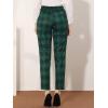 imageAllegra K Womens Vintage Tartan Plaid Pants Elastic Waist Straight Long TrousersGreen