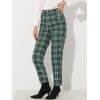 imageAllegra K Womens Vintage Tartan Plaid Pants Elastic Waist Straight Long TrousersGreen White