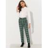 imageAllegra K Womens Vintage Tartan Plaid Pants Elastic Waist Straight Long TrousersGreen White