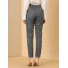 imageAllegra K Womens Vintage Tartan Plaid Pants Elastic Waist Straight Long TrousersGrey