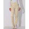 imageAllegra K Womens Vintage Tartan Plaid Pants Elastic Waist Straight Long TrousersLight Beige