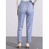 imageAllegra K Womens Vintage Tartan Plaid Pants Elastic Waist Straight Long TrousersLight Blue