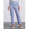 imageAllegra K Womens Vintage Tartan Plaid Pants Elastic Waist Straight Long TrousersLight Blue