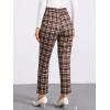 imageAllegra K Womens Vintage Tartan Plaid Pants Elastic Waist Straight Long TrousersWine Red Yellow