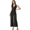 imageAllegra K Sequin Jumpsuit for Womens V Neck Glitter Sparkly Metallic JumpsuitBlack