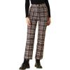 imageAllegra K Womens Plaid Cropped Trousers Button Casual Tartan Check Work PantsBrown