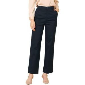 imageAllegra K Office Trousers for Womens High Waist Straight Leg Bootcut Work PantsBlack Blue