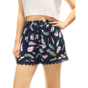 imageAllegra K Womens Summer Shorts Floral Printed Lace Trim Elastic Waist Beach ShortsBluefeather