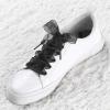 imageAllegra K 2 Pairs Flat Snow Yarn Shoelaces 25cm Wide Transparent Shoe Laces for SneakersBlack