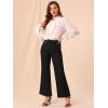 imageAllegra K Womens Bell Bottom 70s Long Pants High Waist Elegant Work TrousersBlack