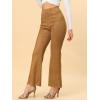 imageAllegra K Womens Faux Suede Pants Business Casual Wide Legs Bell Bottom Flared TrousersBrown