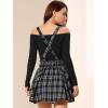 imageAllegra K Womens Halloween Tartan Skirt Gothic Plaid High Waist Detachable Suspender SkirtsBlack