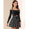 imageAllegra K Womens Halloween Tartan Skirt Gothic Plaid High Waist Detachable Suspender SkirtsBlack