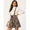 imageAllegra K Womens Halloween Tartan Skirt Gothic Plaid High Waist Detachable Suspender SkirtsBrown