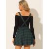 imageAllegra K Womens Halloween Tartan Skirt Gothic Plaid High Waist Detachable Suspender SkirtsGreen