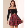 imageAllegra K Womens Halloween Tartan Skirt Gothic Plaid High Waist Detachable Suspender SkirtsRed Black