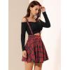 imageAllegra K Womens Halloween Tartan Skirt Gothic Plaid High Waist Detachable Suspender SkirtsRed Black