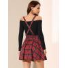 imageAllegra K Womens Halloween Tartan Skirt Gothic Plaid High Waist Detachable Suspender SkirtsRed Black