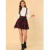 imageAllegra K Womens Halloween Tartan Skirt Gothic Plaid High Waist Detachable Suspender SkirtsRed Blue