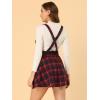 imageAllegra K Womens Halloween Tartan Skirt Gothic Plaid High Waist Detachable Suspender SkirtsRed Blue